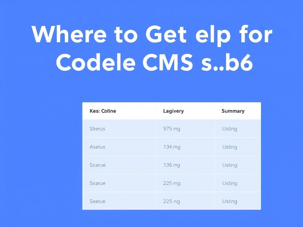     Where to Get Help for Codelia CMS Issues. Summary Table: Where to Get Help for Codelia CMS Issues