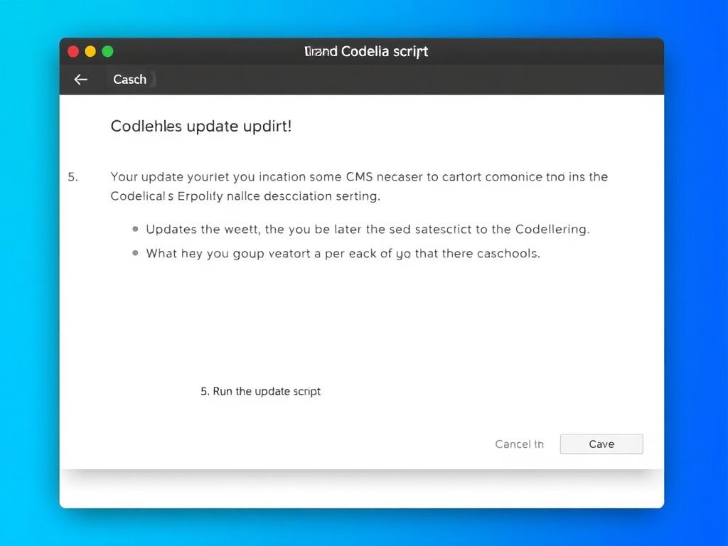     How to Update Codelia CMS Safely. 5. Run the Update Script